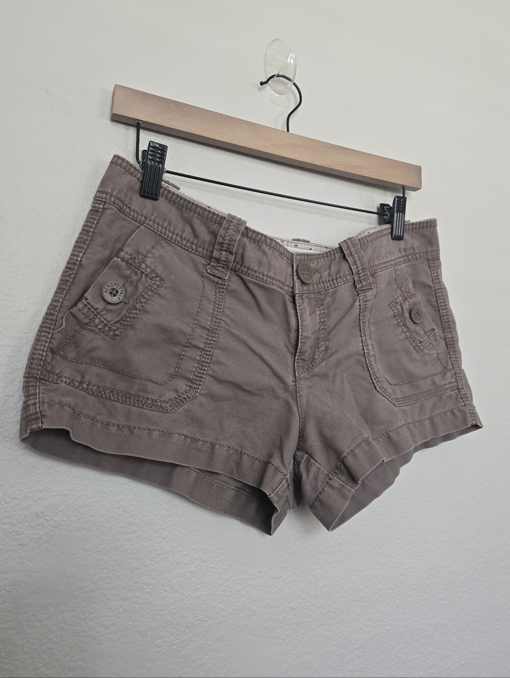 Vintage Y2K Aeropostale Super Low Rise Short Micro Shorts Brown Size 5/6 - Picture 2 of 9